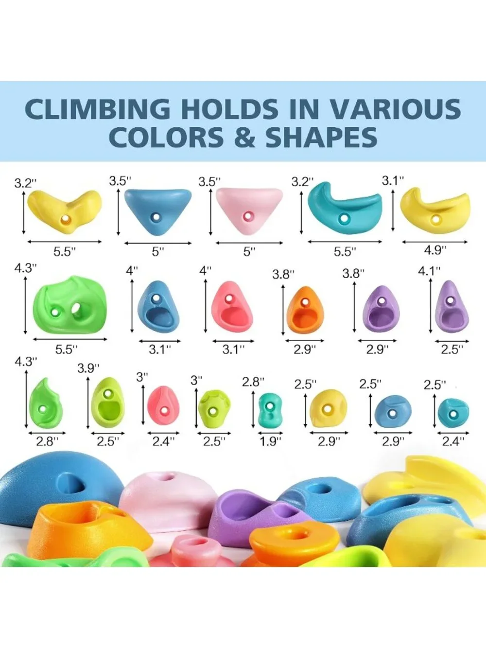 New 32Pcs Rock Climbing Holds, Multi Size Climbing Wall Grips for Kids Adults